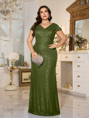 Elegant V-neck Sequined Embroidered Dress