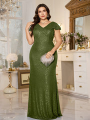Elegant V-neck Sequined Embroidered Dress
