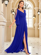XUIBOL | Chiffon Long Sleeve Navy Evening Dress