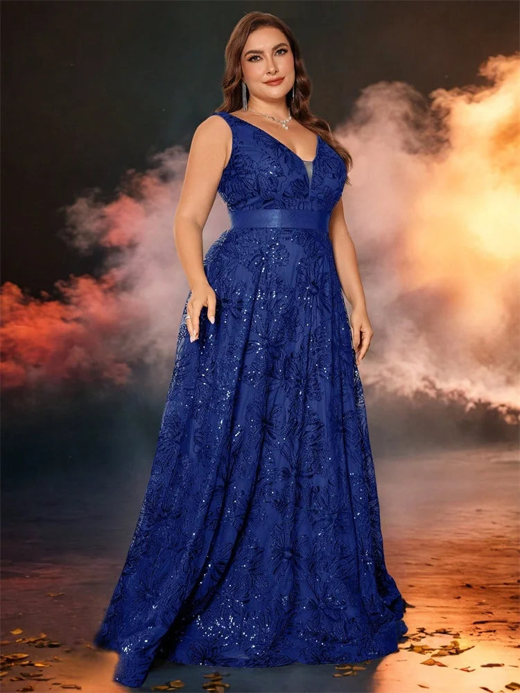 XUIBOL |  Luxury Sexy Deep V-Neck Sequins Green Evening Dress