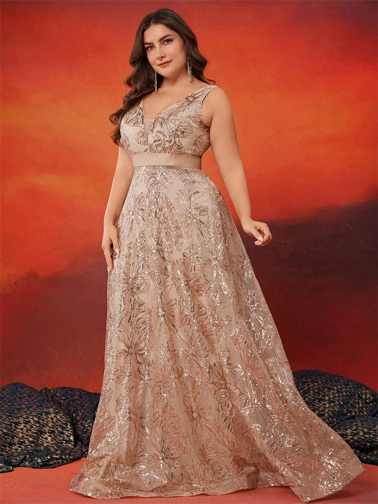 XUIBOL |  Luxury Sexy Deep V-Neck Sequins Green Evening Dress