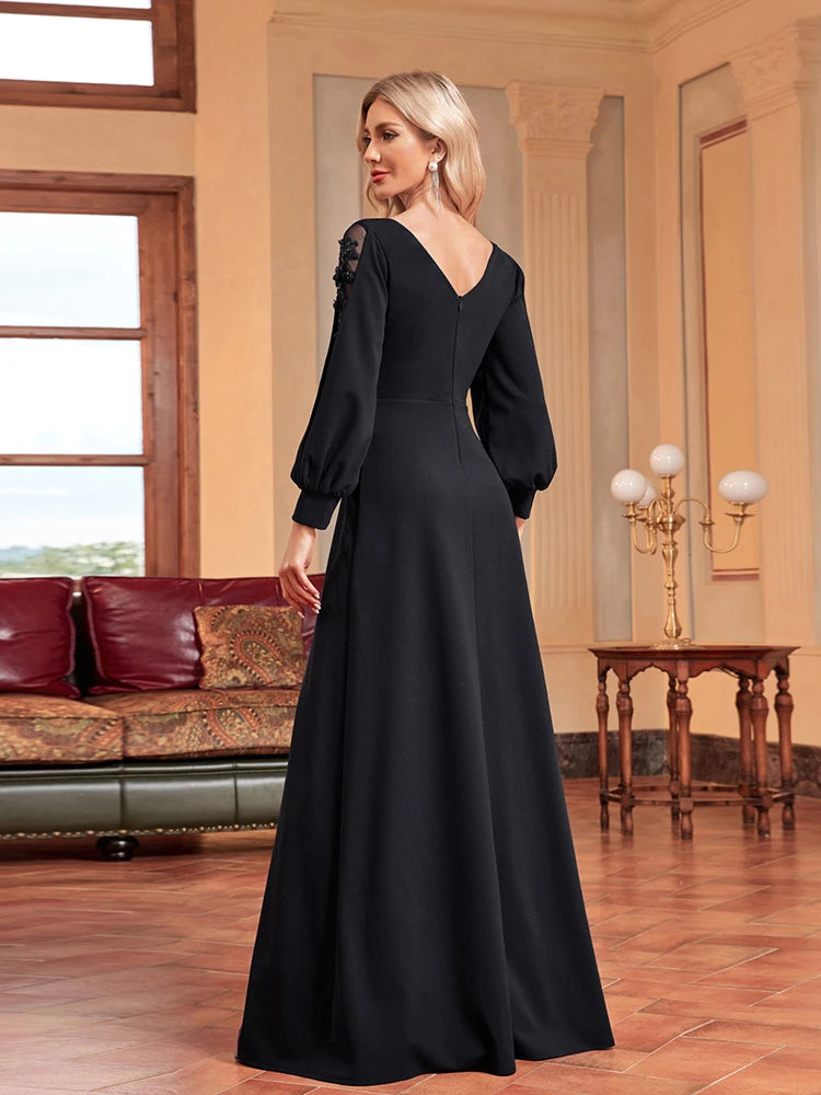 Rhinestone Detail Lantern Sleeve Formal Dress | XUIBOL