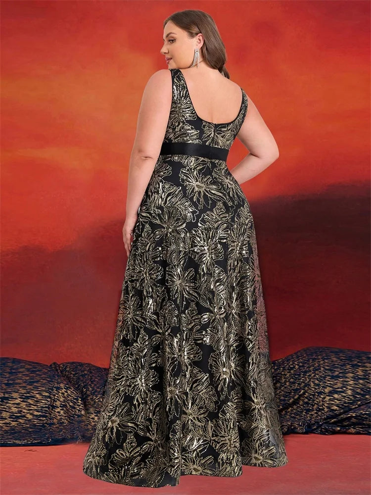 XUIBOL |  Luxury Sexy Deep V-Neck Sequins Green Evening Dress