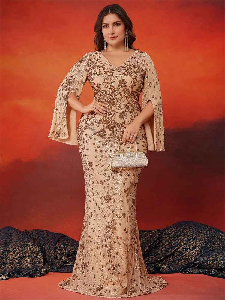 XUIBOL| Plus Size Luxury Green Evening Dresses