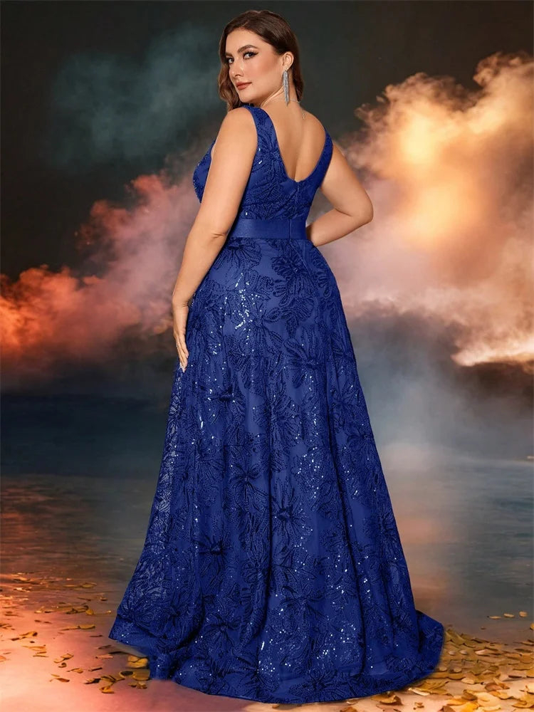 XUIBOL |  Luxury Sexy Deep V-Neck Sequins Green Evening Dress