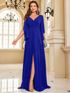 XUIBOL | Chiffon Long Sleeve Navy Evening Dress