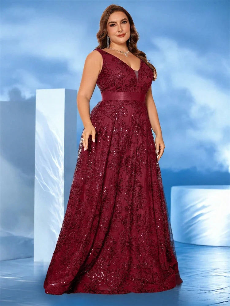 XUIBOL |  Luxury Sexy Deep V-Neck Sequins Green Evening Dress