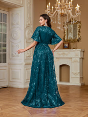 Elegant Formal Party Embroidered Sequin Long Dress