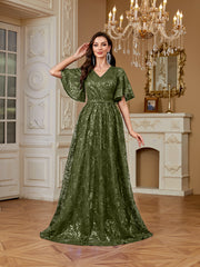 Elegant Formal Party Embroidered Sequin Long Dress