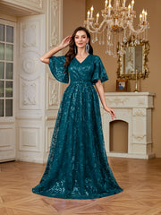 Elegant Formal Party Embroidered Sequin Long Dress