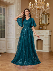 Elegant Formal Party Embroidered Sequin Long Dress