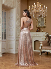 Elegant Pleated Asymmetric One-Shoulder Mermaid Silk Formal Party Dress