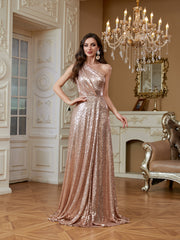 Elegant Pleated Asymmetric One-Shoulder Mermaid Silk Formal Party Dress