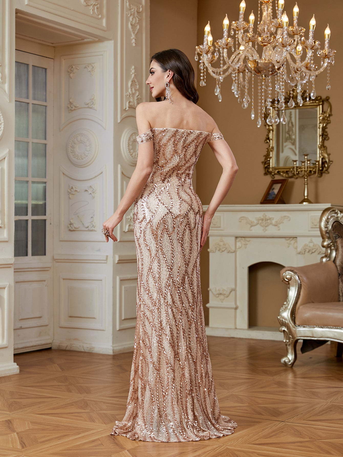 One shoulder backless sexy dress