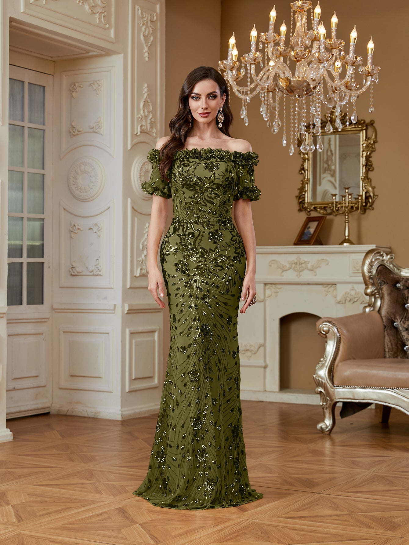 One-Shoulder Sequin Mermaid Dress