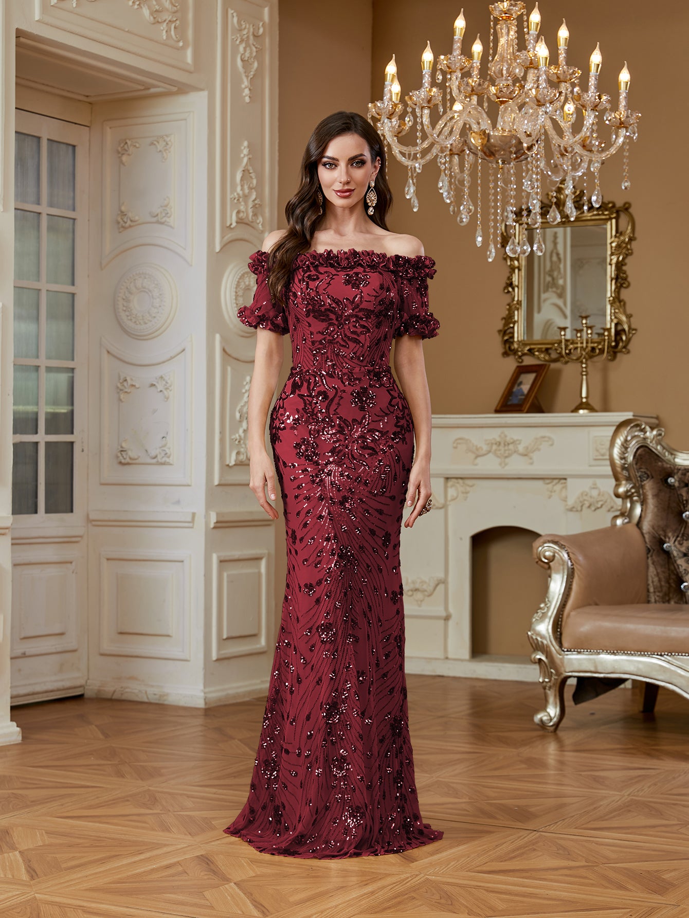 One-Shoulder Sequin Mermaid Dress
