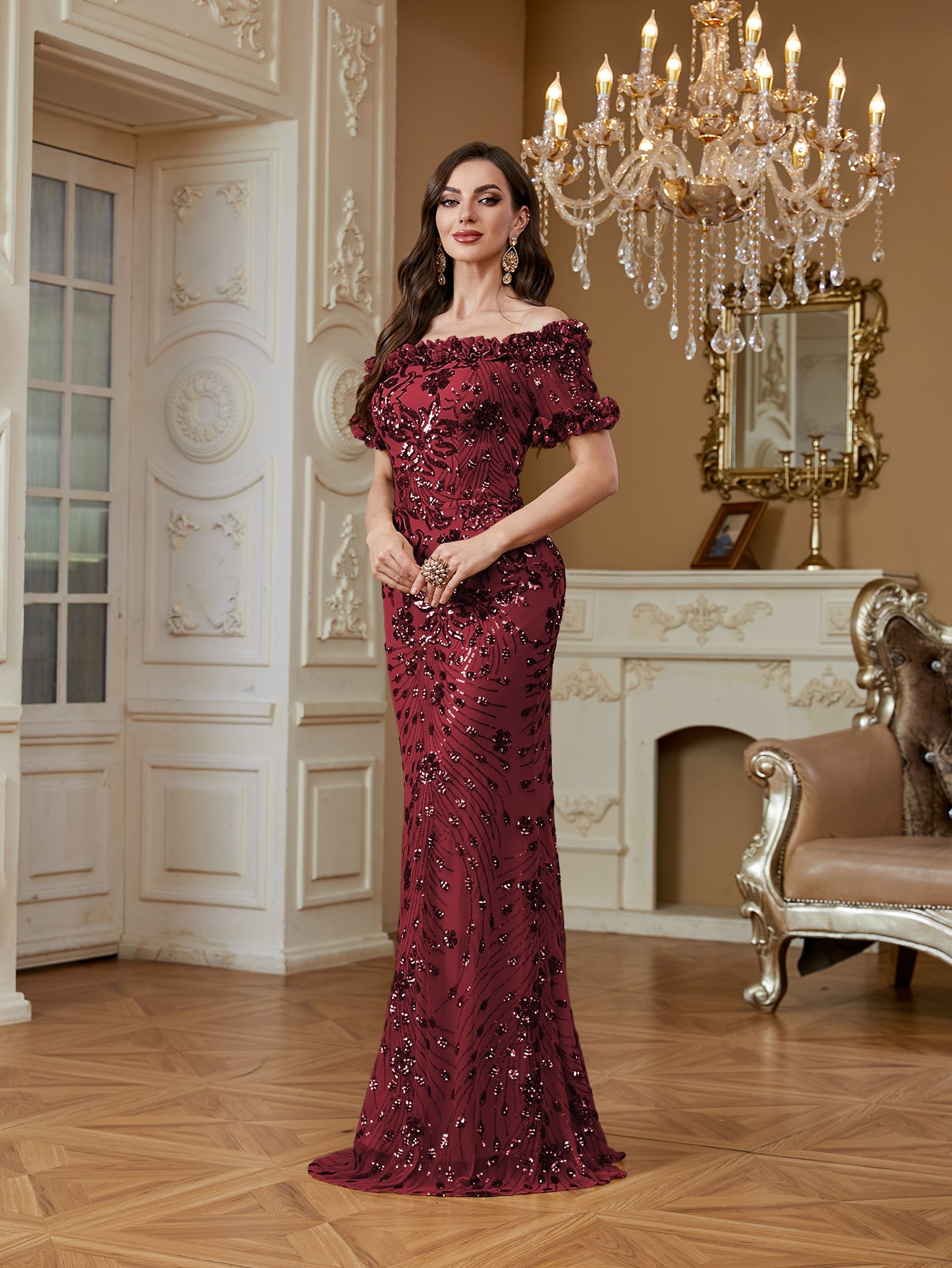 One-Shoulder Sequin Mermaid Dress
