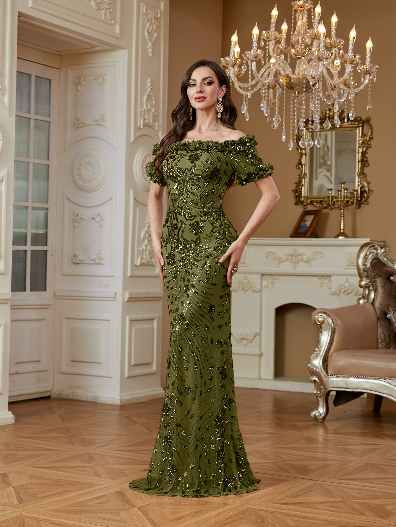 One-Shoulder Sequin Mermaid Dress