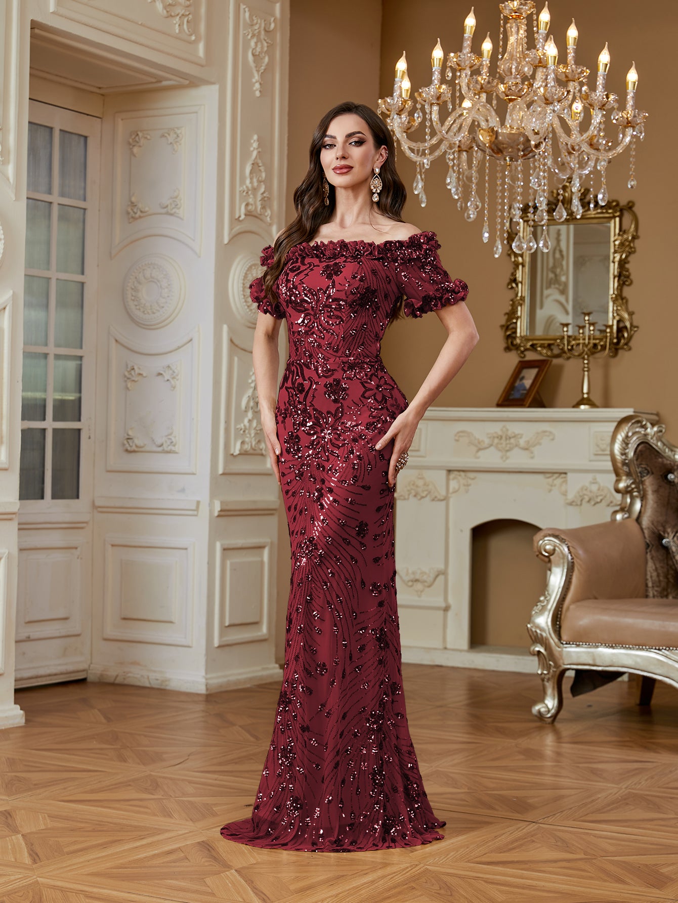 One-Shoulder Sequin Mermaid Dress
