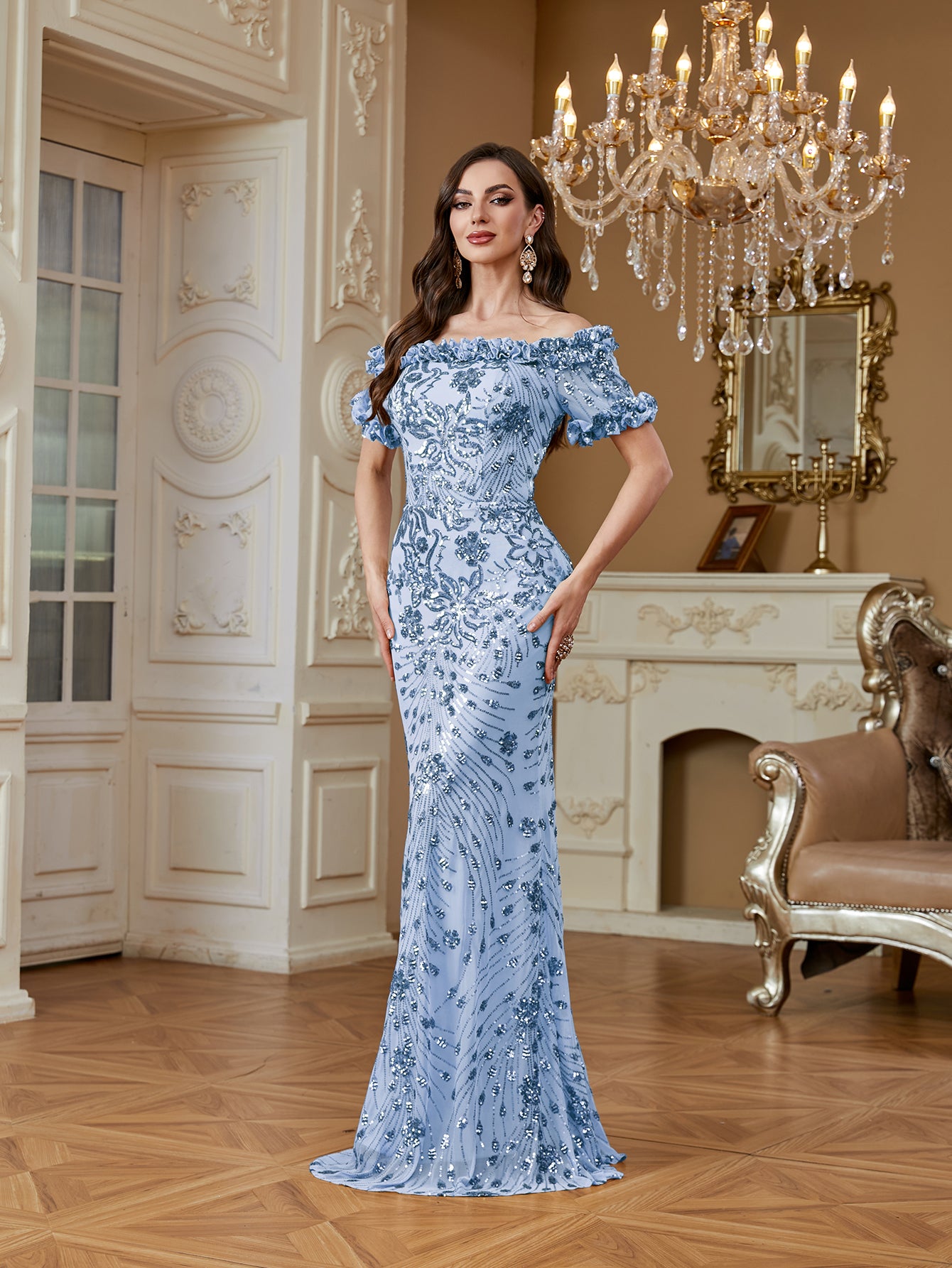 One-Shoulder Sequin Mermaid Dress