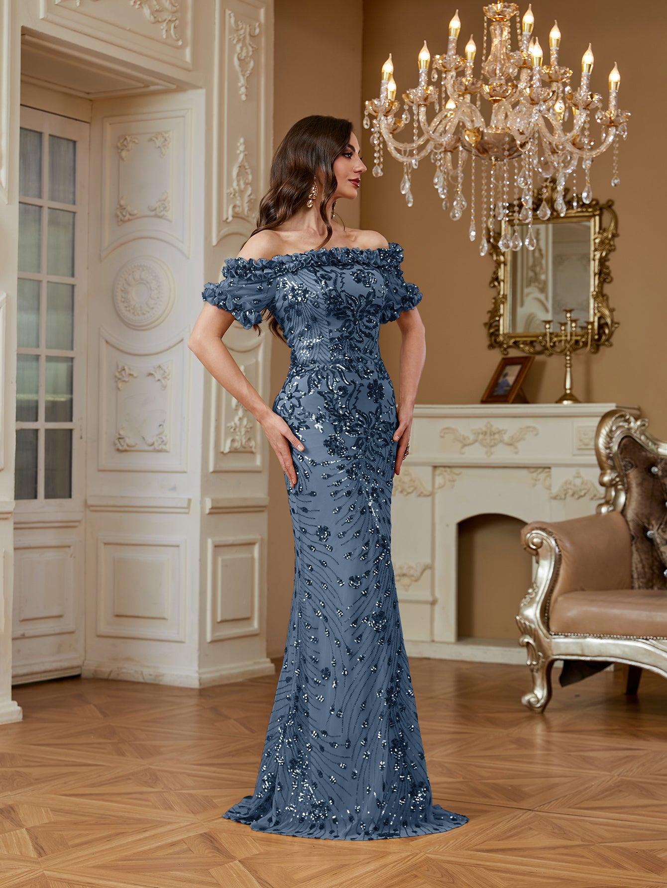 One-Shoulder Sequin Mermaid Dress