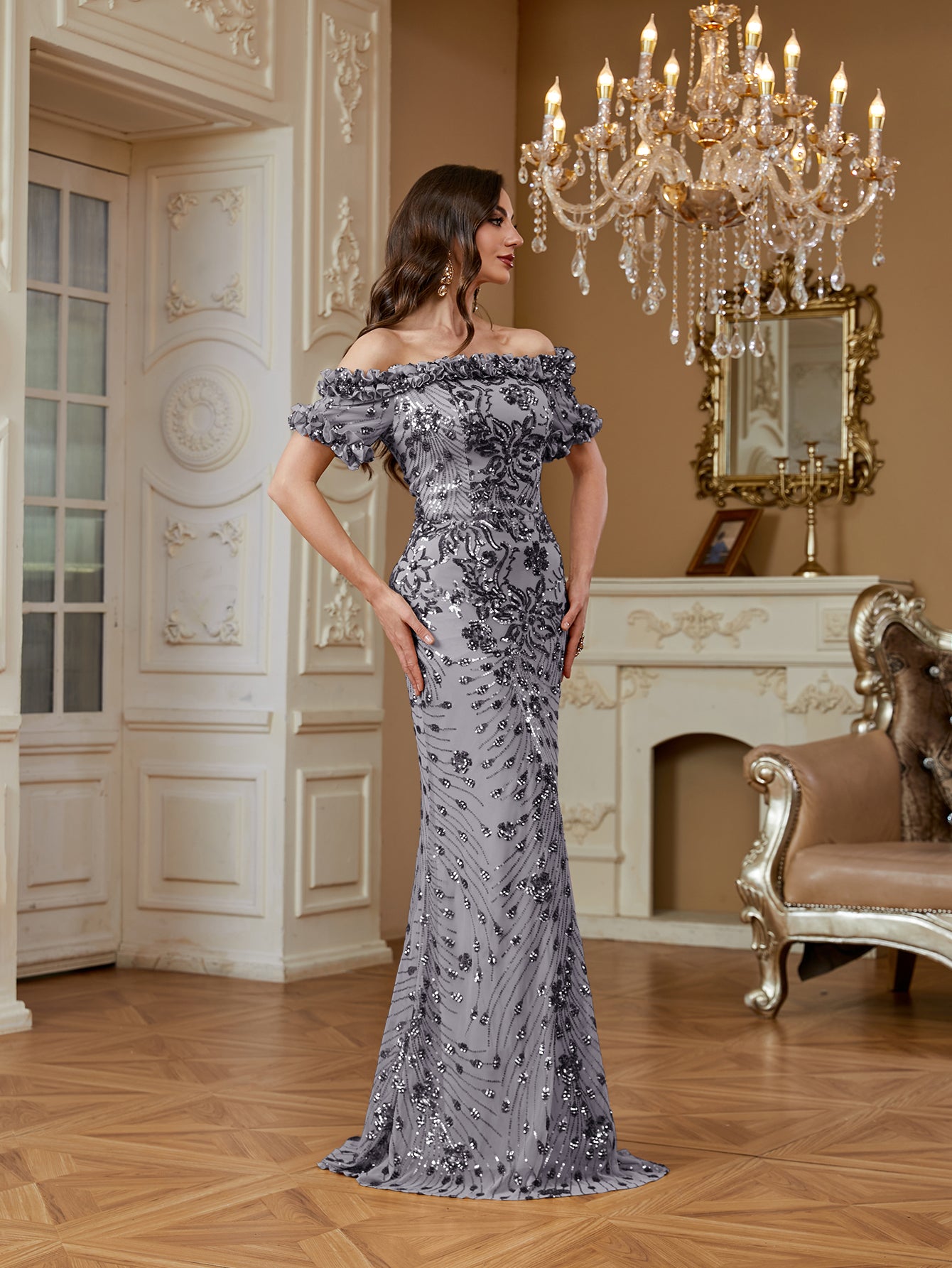 One-Shoulder Sequin Mermaid Dress