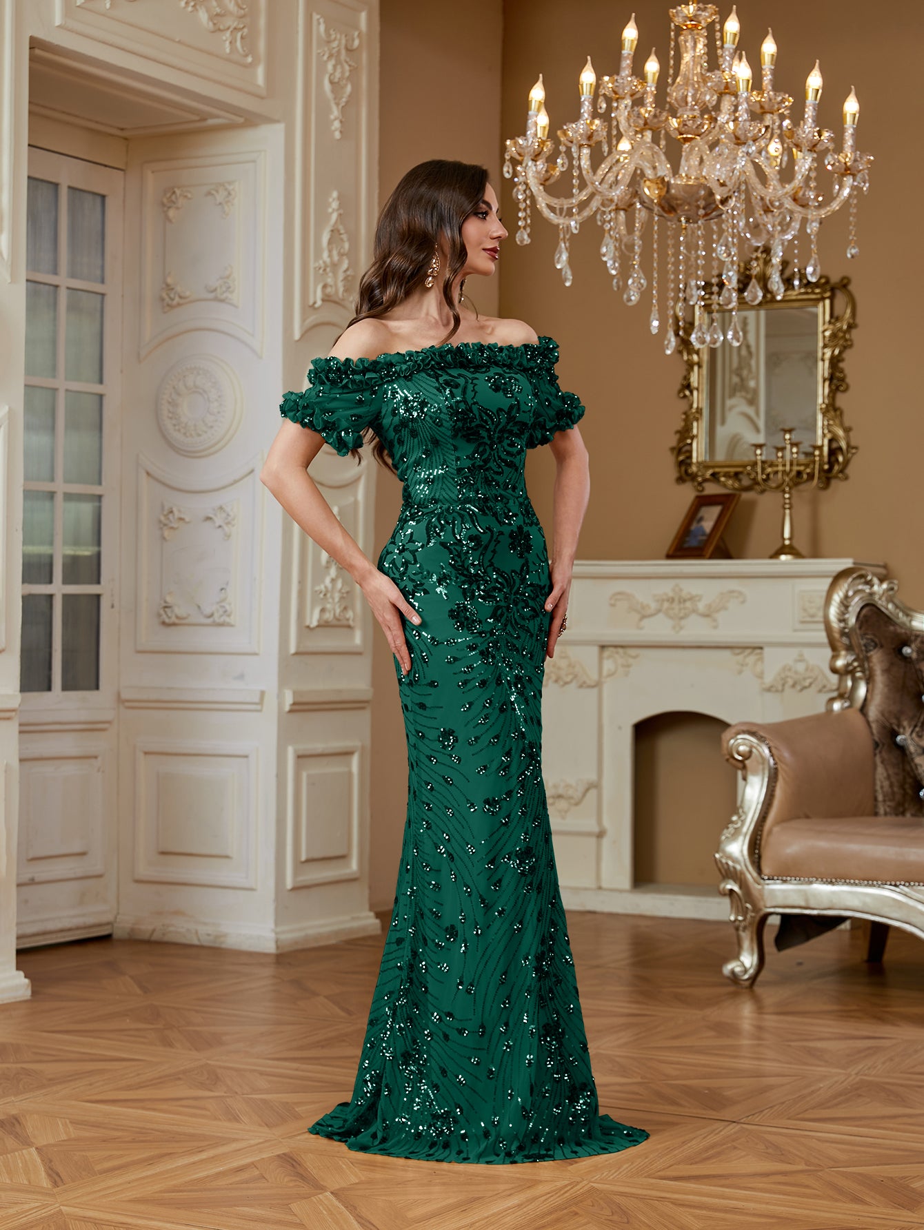 One-Shoulder Sequin Mermaid Dress