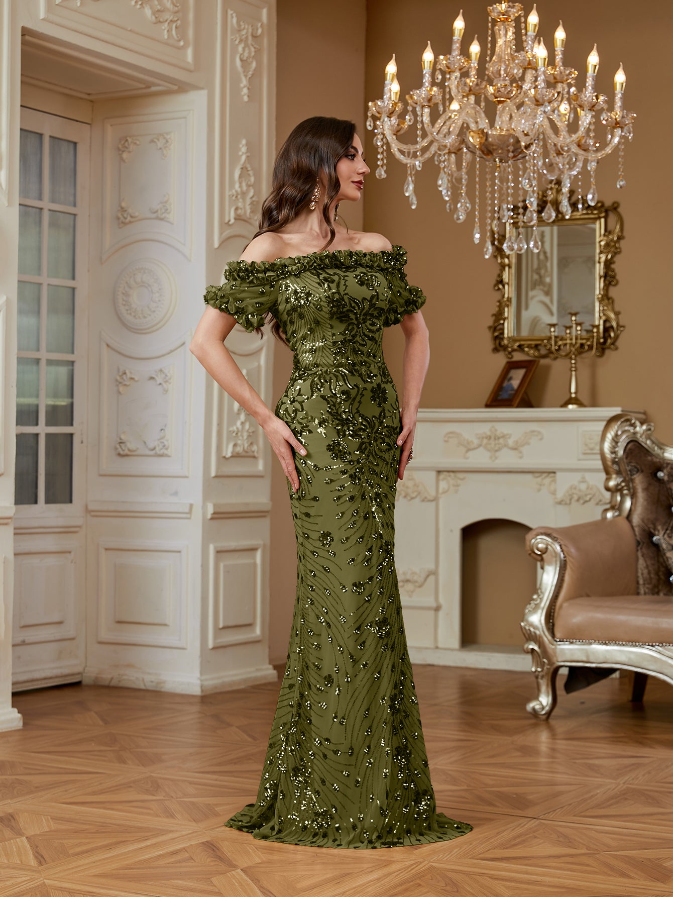 One-Shoulder Sequin Mermaid Dress