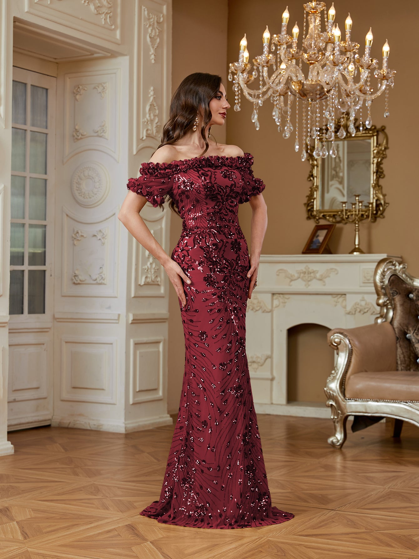 One-Shoulder Sequin Mermaid Dress