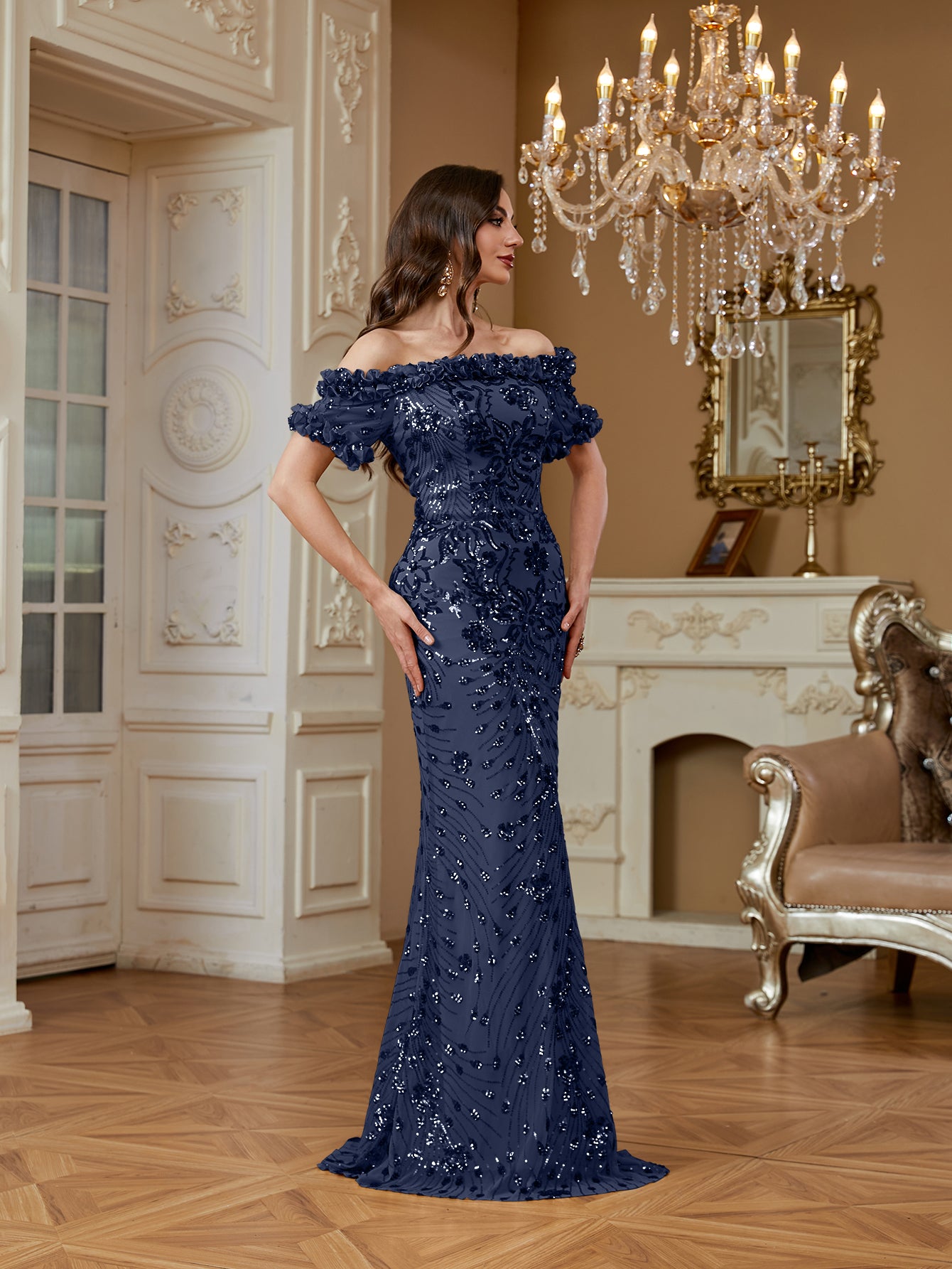 One-Shoulder Sequin Mermaid Dress