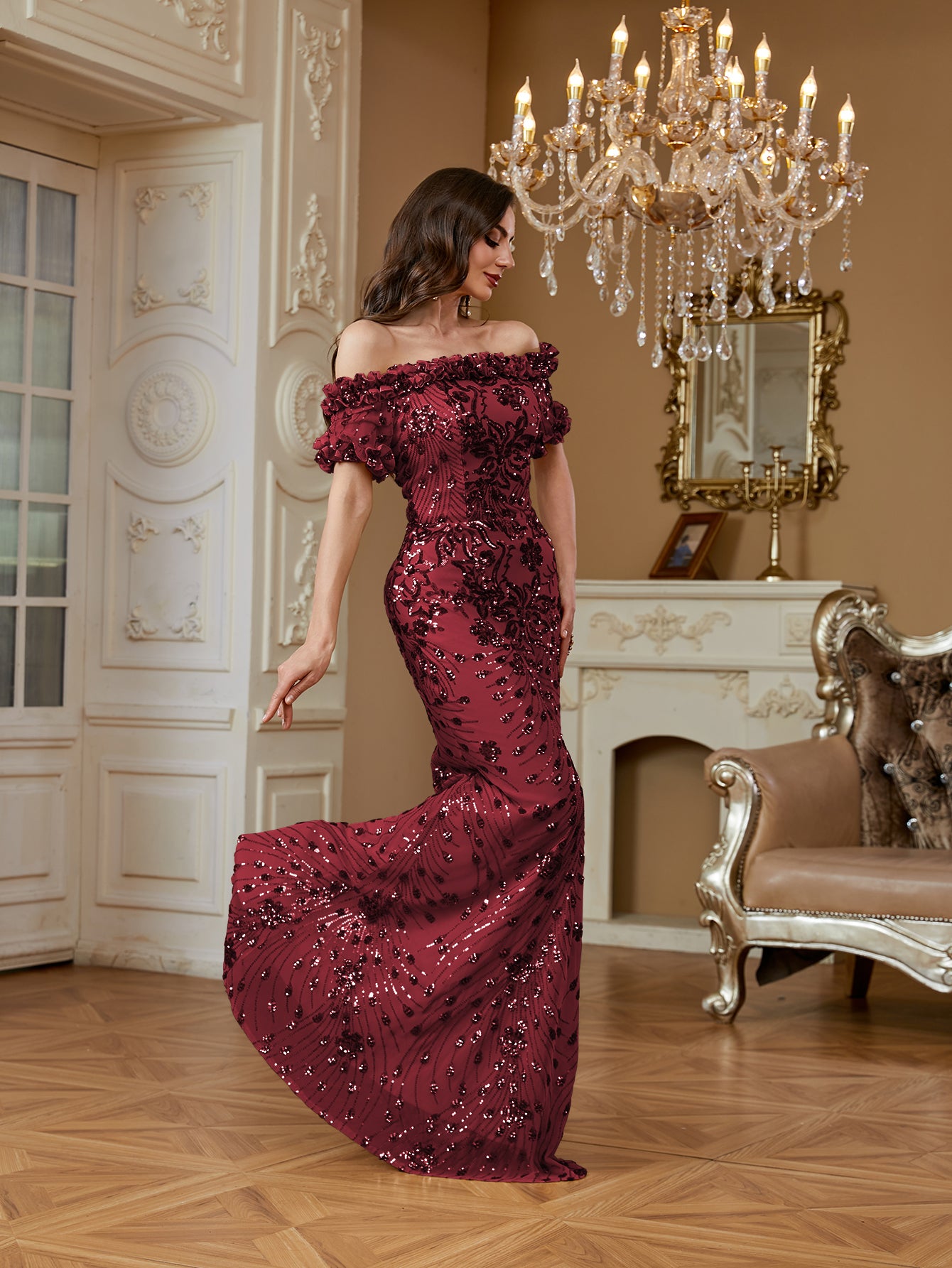 One-Shoulder Sequin Mermaid Dress