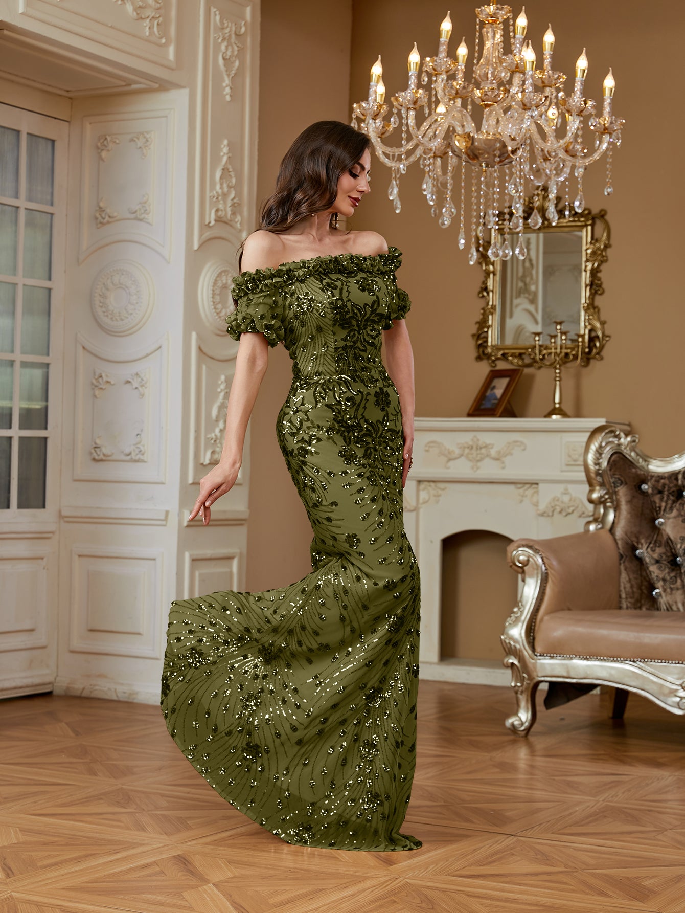One-Shoulder Sequin Mermaid Dress