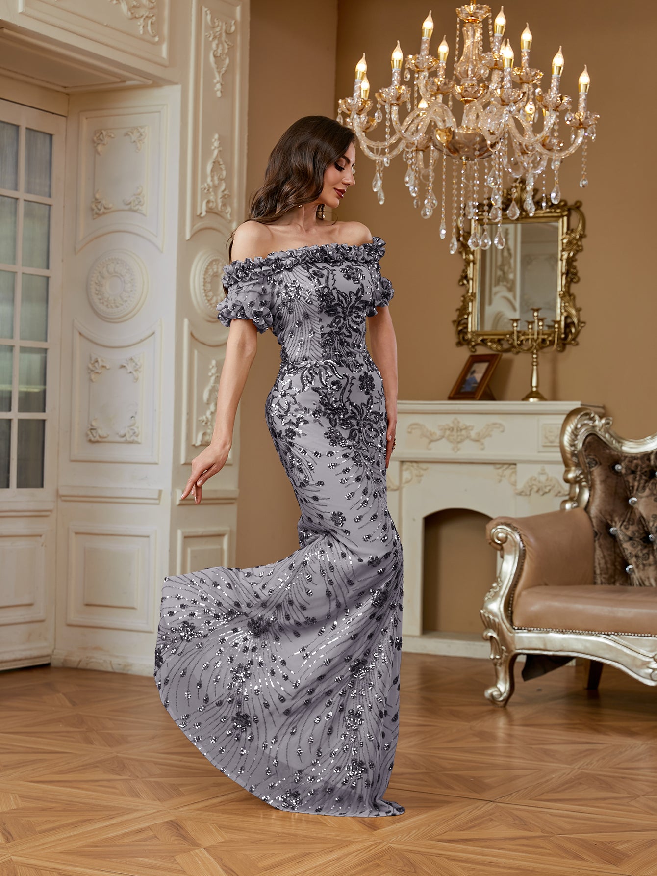 One-Shoulder Sequin Mermaid Dress