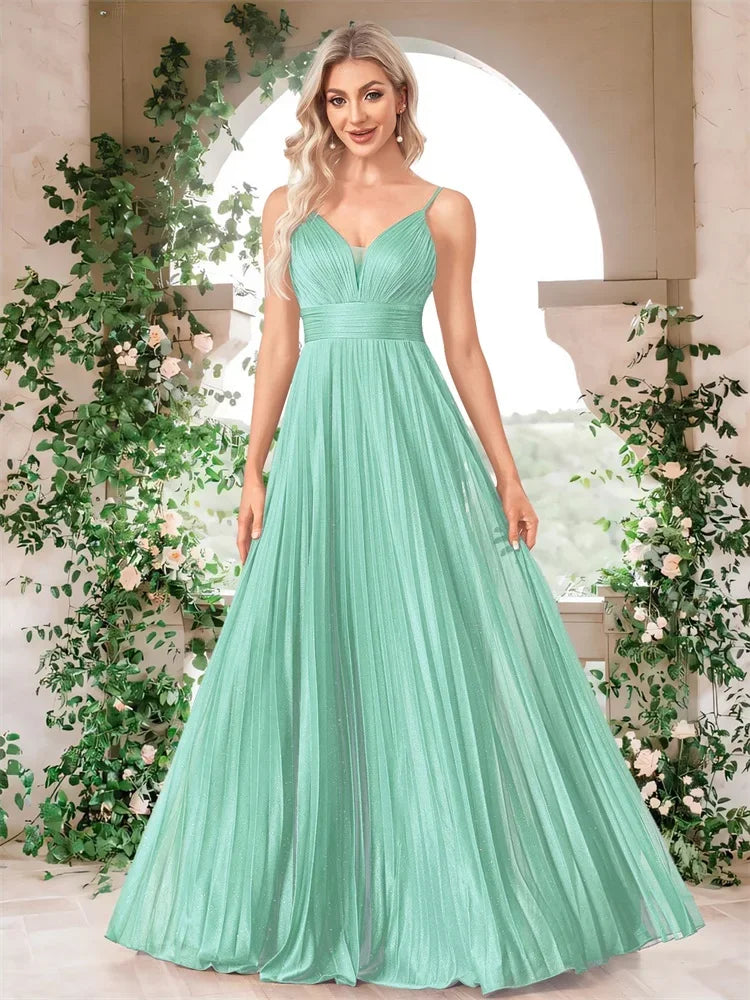 XUIBOL | Elegant Evening Dress Sexy V-Neck A-Line Floor-Length Gown Blue Backless Prom Party Women Maxi Cocktail Vestidos