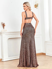Elegant Sexy Slit Sequins Evening Dress Party Prom Dress Formal Cocktail Robe Gowns
