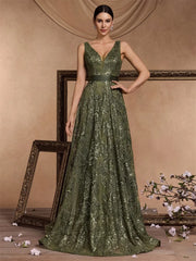 Sequins Blue Evening Dress