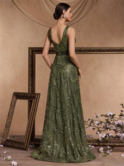 Sequins Blue Evening Dress