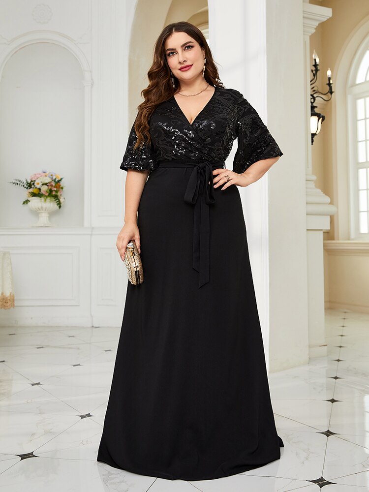 XUIBOL | Plus Size Luxury Sequin Evening Dress
