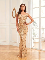 Floral Pattern Sequined Bodycon Dress