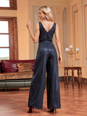 Sequined V Neck Bodysuit