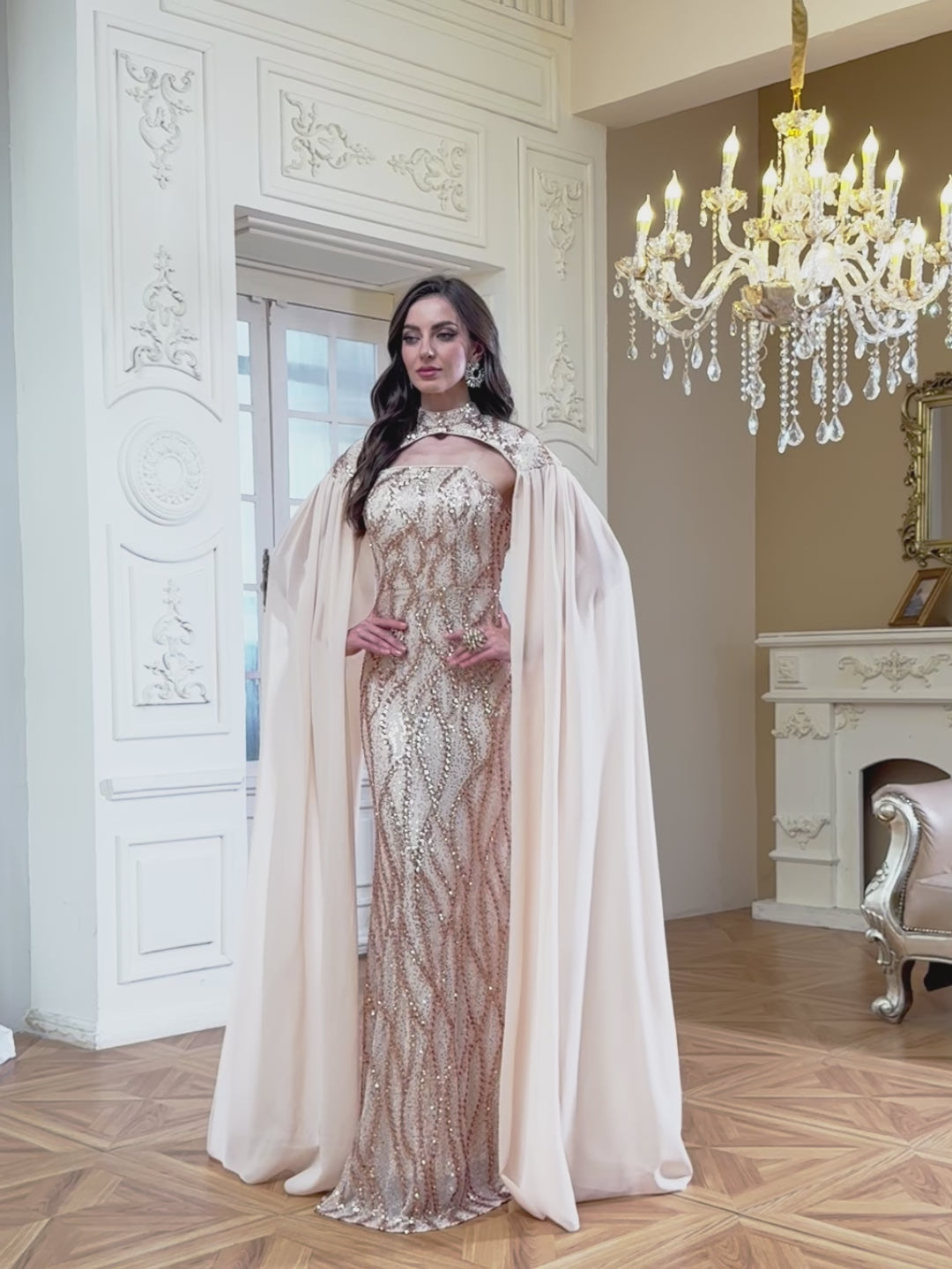 XUIBOL | Strapless sexy backless dress with shawl