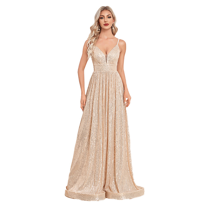 XUIBOL | a-line_spaghetti_strap_sequin_prom_gown_Champagne