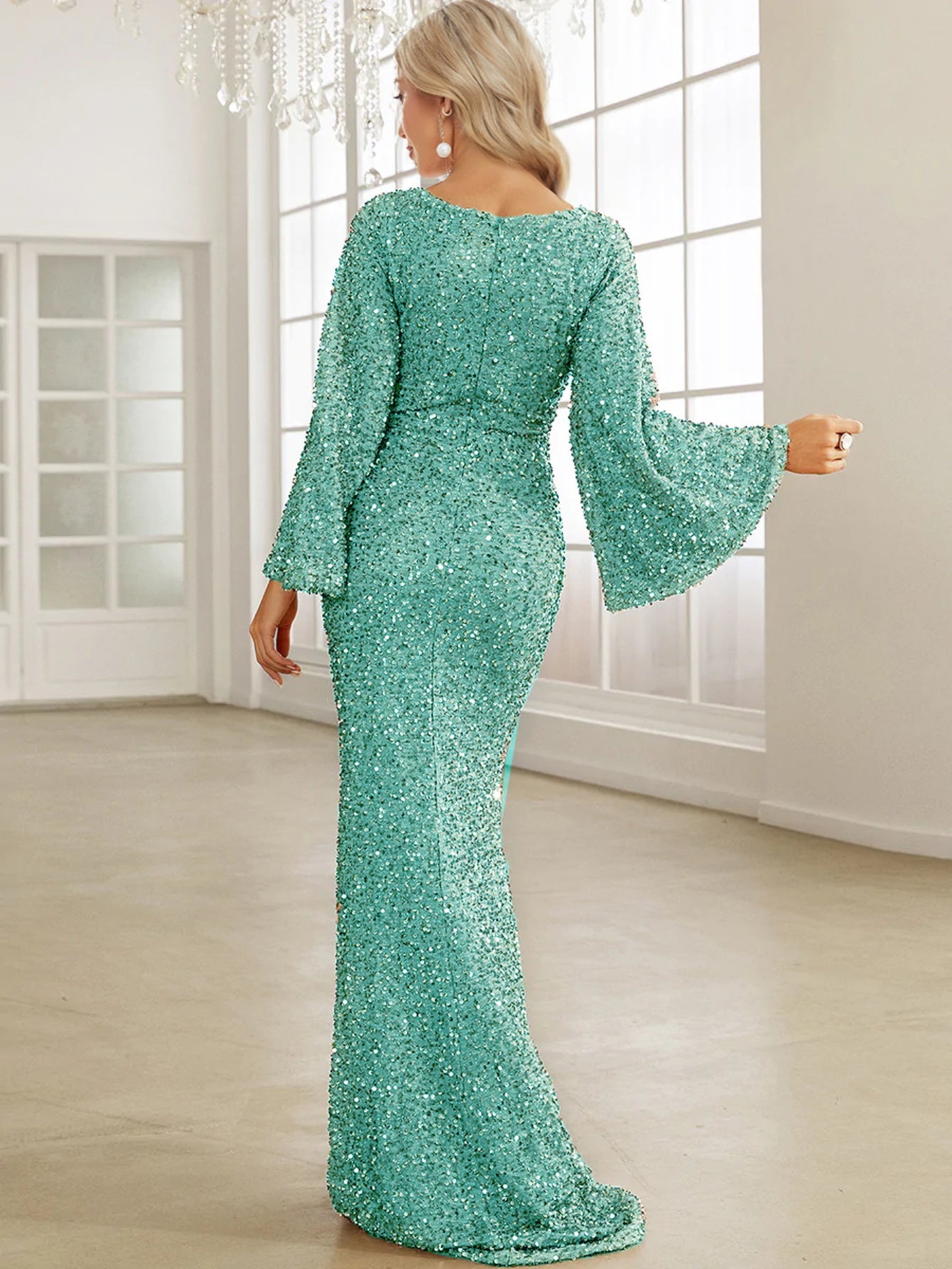 XUIBOL | Sweetheart Neck Floor Length Sequin Prom Dress