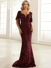 XUIBOL | Sweetheart_Neck_Floor_Length_Wine_Sequin_Prom_Dress_Wine