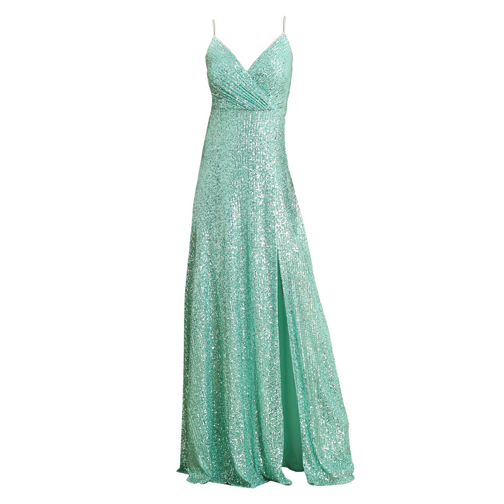 spaghetti_strap_sequin_sheath_dress_with_slit_green