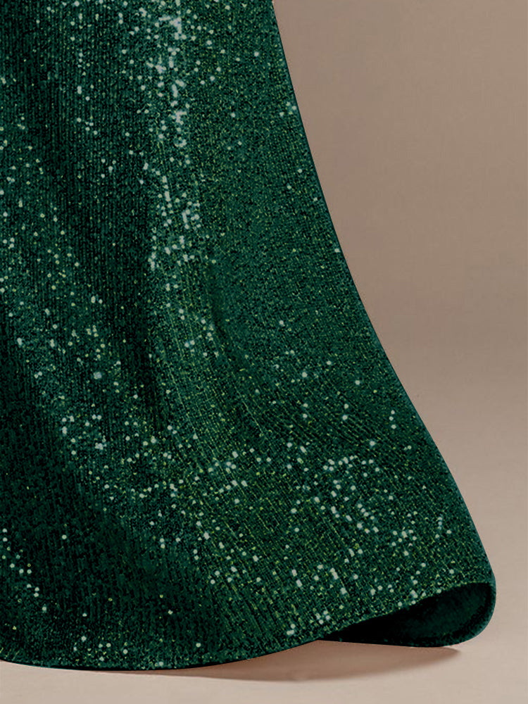 XUIBOL | v-neck sequin sheath gown