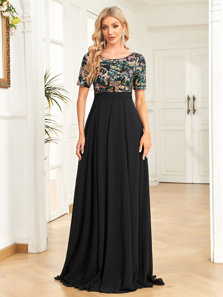 Dress - Black sequin and chiffon dress