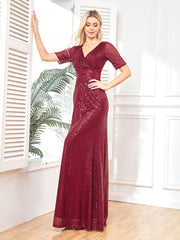 Marina beaded v neck gown