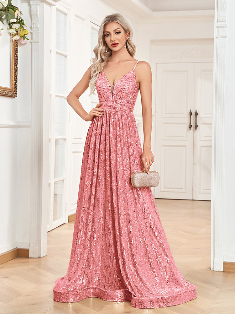 XUIBOL | a-line_spaghetti_strap_sequin_prom_gown_Pink